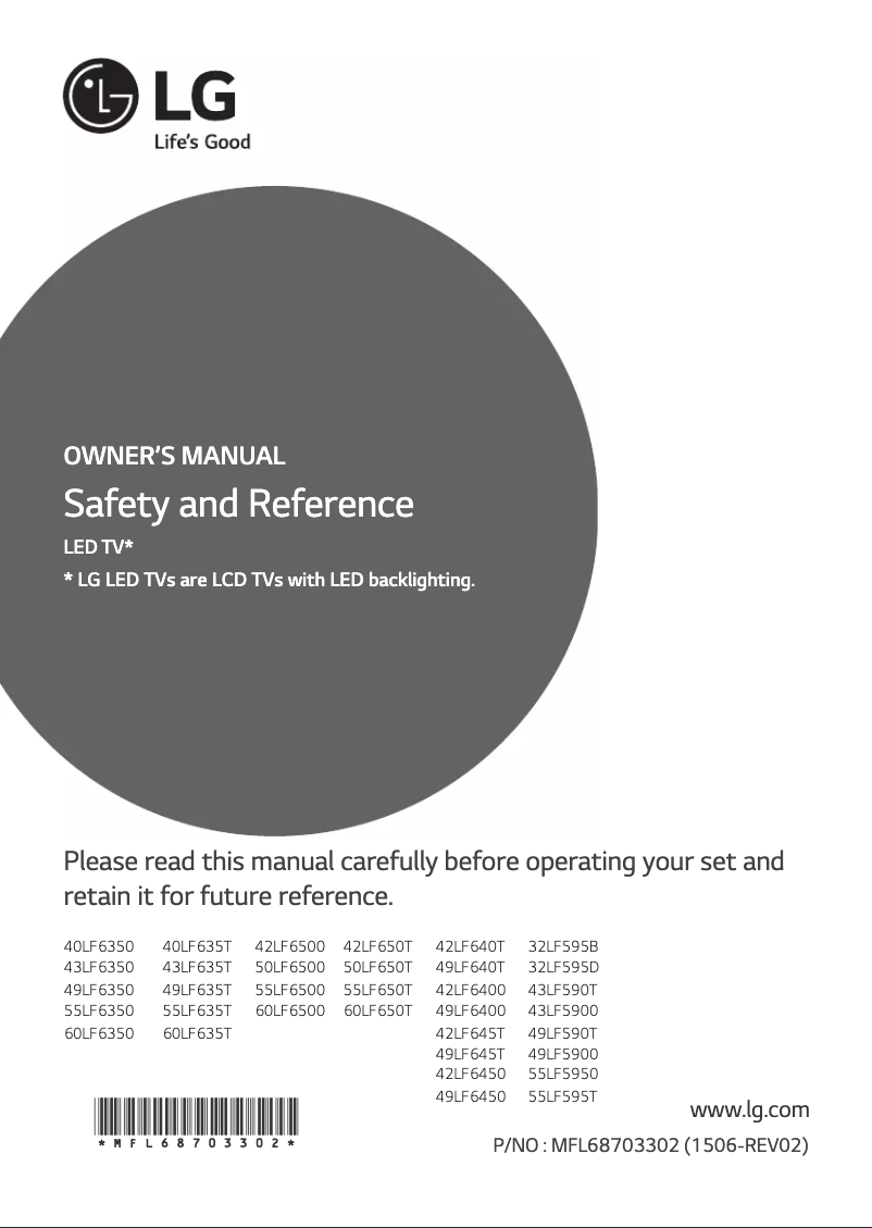 Page 1 de la notice Manuel utilisateur LG 60LF635T