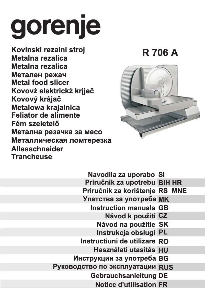 Page n°1 - Manuel utilisateur Gorenje R706A