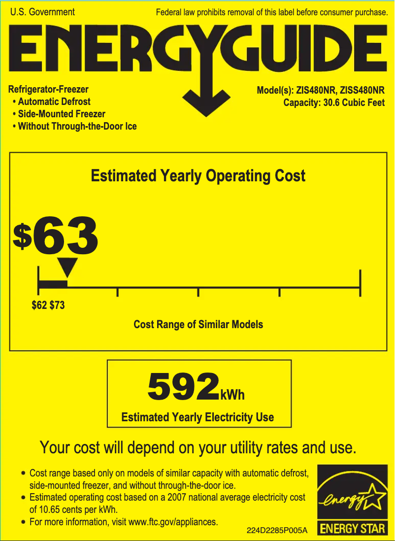 Imagen de la primera página del manual del dispositivo ZIS480NR