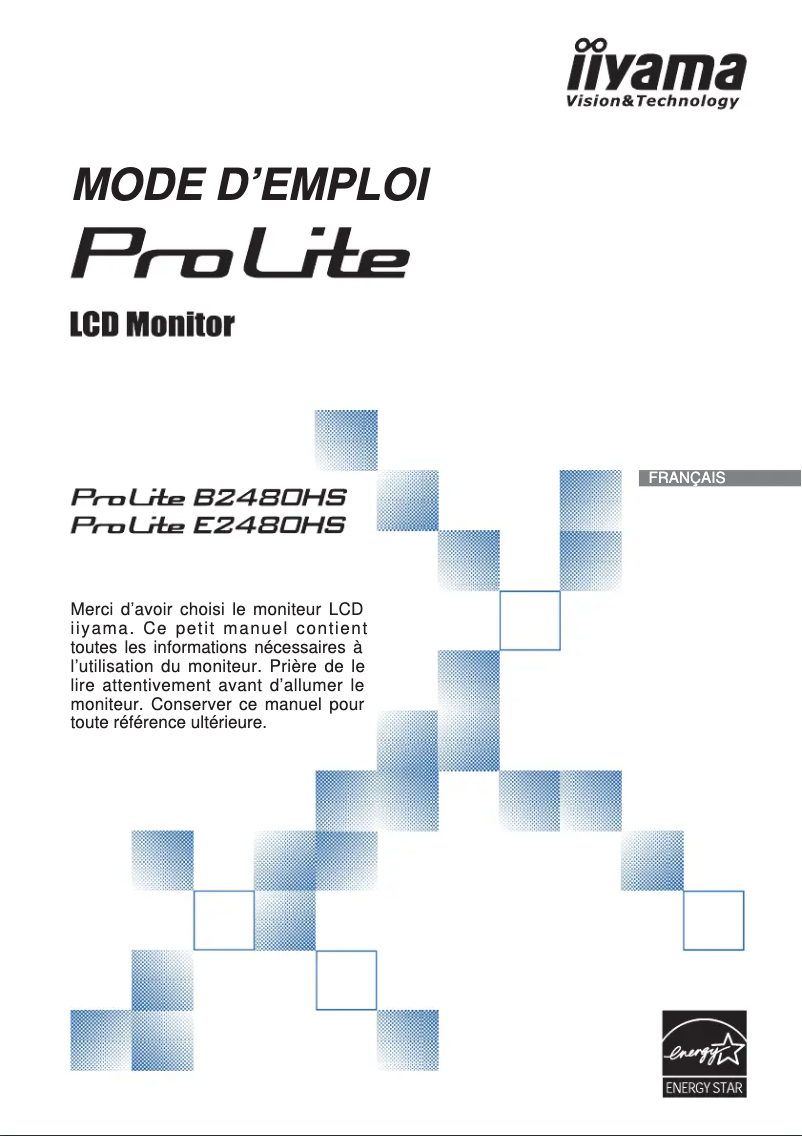 Page 1 de la notice Manuel utilisateur Iiyama B2480HS-B2