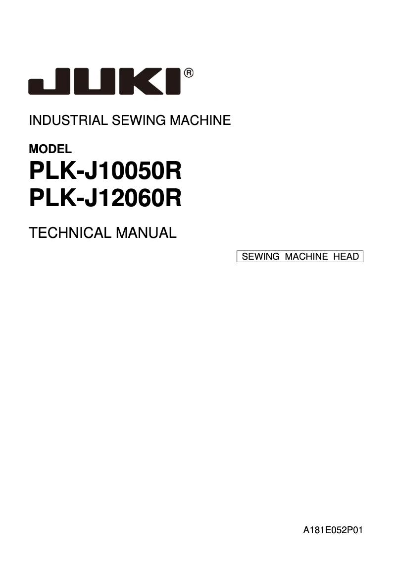 Page n°1 - Manuel utilisateur Juki PLK-J10050R