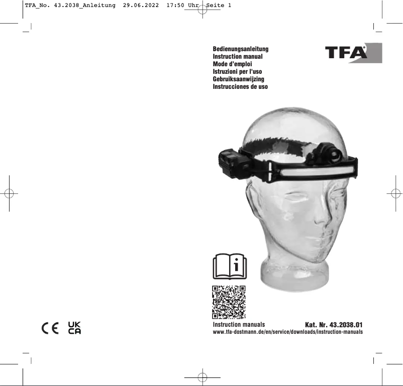 Page 1 de la notice Manuel utilisateur TFA LUMATIC HEAD 43.2038.01