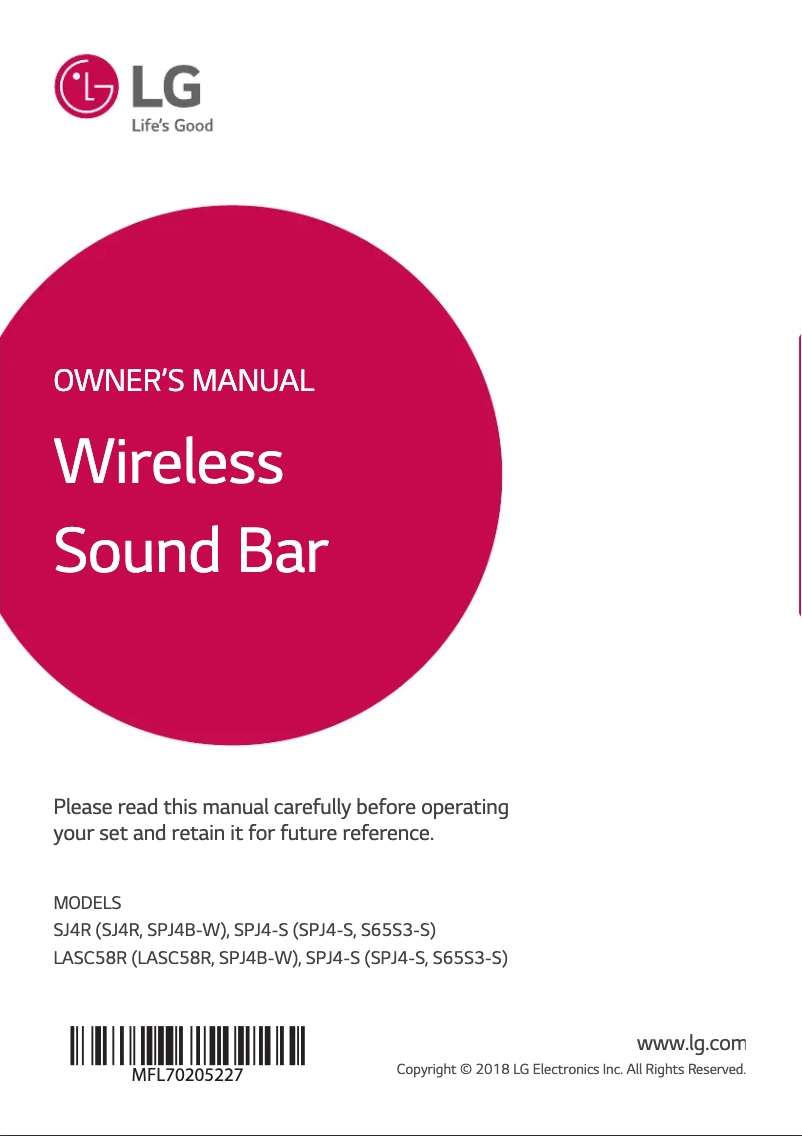 Page 1 de la notice Manuel utilisateur LG LASC58R