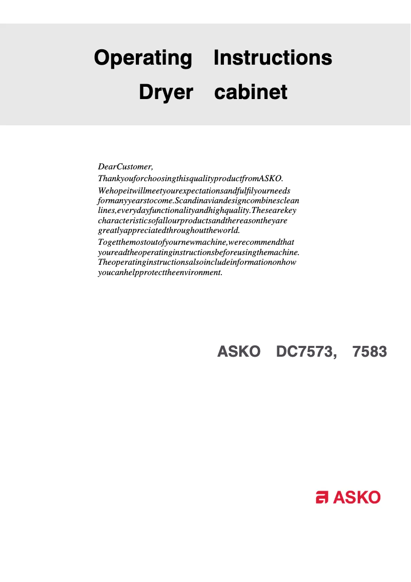 Image de la première page du manuel de l'appareil DC7573