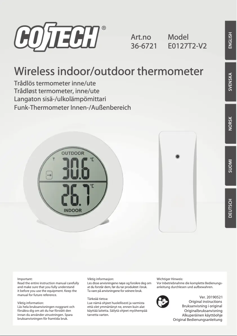 Page 1 de la notice Manuel utilisateur Cotech E0127T2-V2