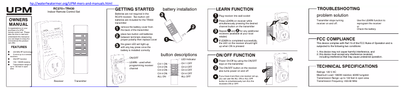 Page 1 of the manual User Manual UPM TR430