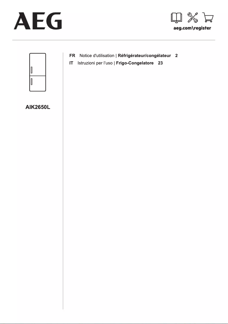 Page 1 de la notice Manuel utilisateur AEG AIK2650L