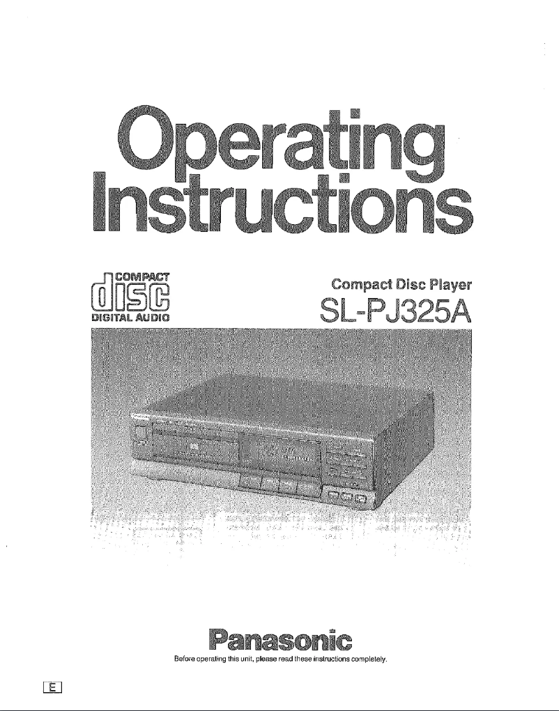 Page n°1 - Manuel utilisateur Panasonic SL-PJ325