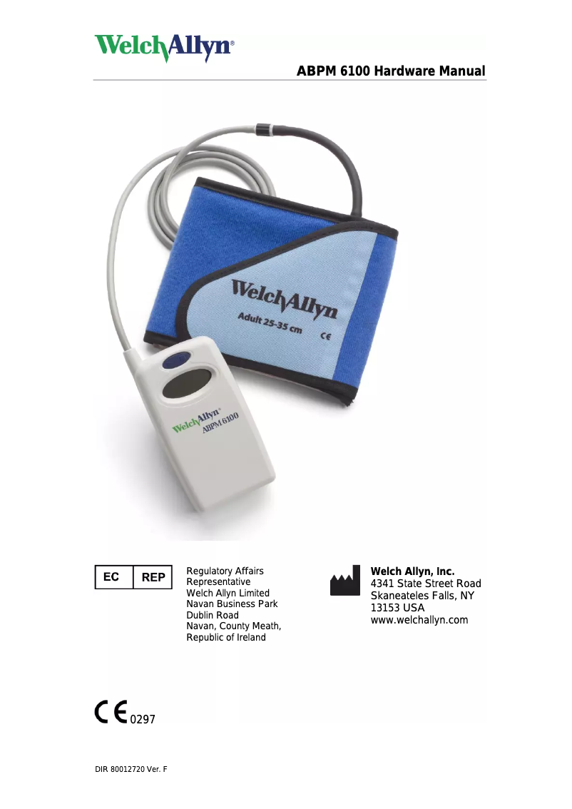 Page 1 de la notice Manuel utilisateur Welch Allyn ABPM 6100