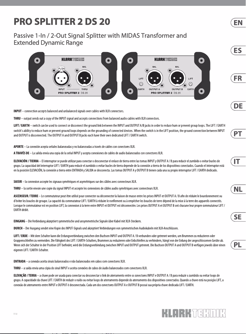 Page n°1 - Guide de démarrage rapide Klark Teknik DS 20