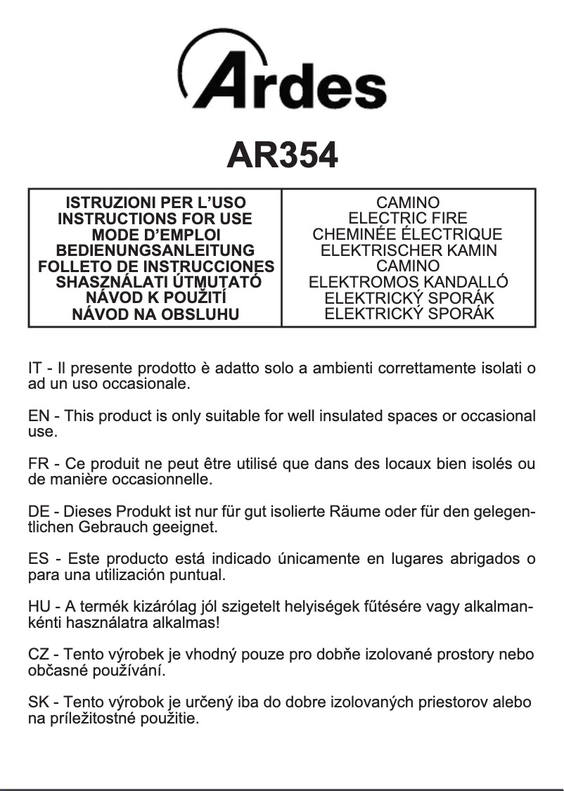 Page 1 de la notice Manuel utilisateur Ardes AR354