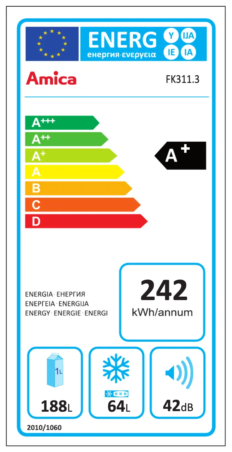 Page n°1 - Label énergétique Amica FK311.3