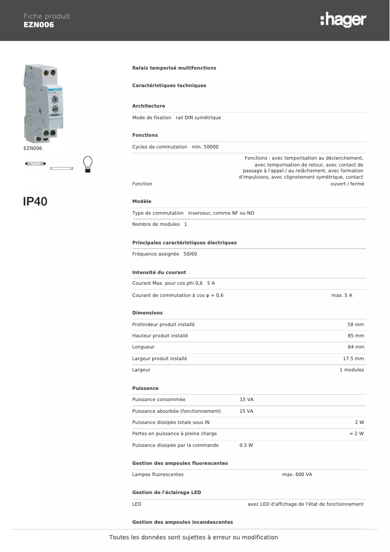 Image de la première page du manuel de l'appareil EZN006