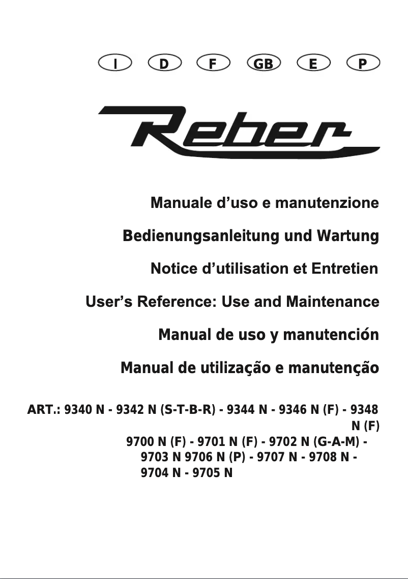 Page 1 de la notice Manuel utilisateur Reber 9700 NF