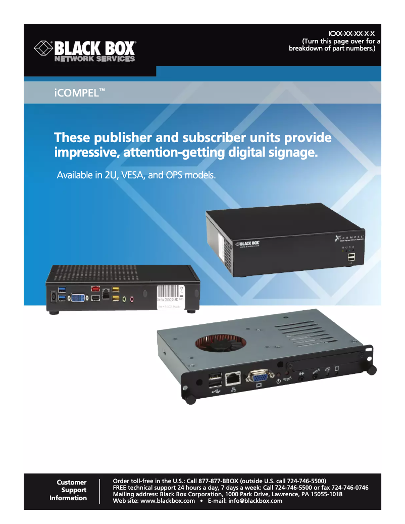 Page n°1 - Manuel utilisateur Black Box ICSS-2U-PU-W