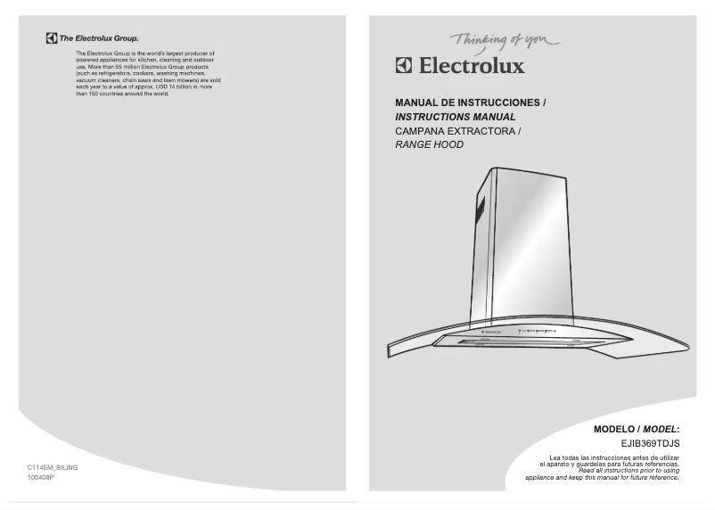 Page 1 de la notice Manuel utilisateur Electrolux EJIB369TDJS
