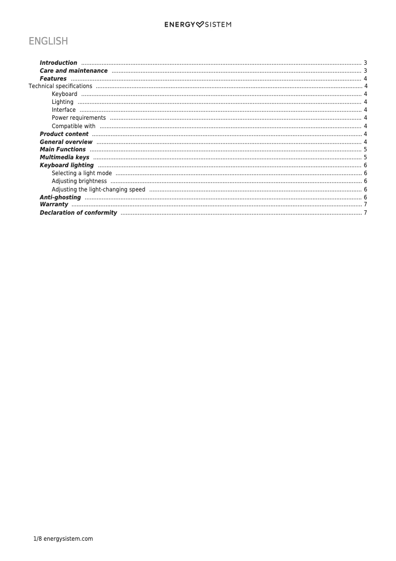 Page 1 de la notice Manuel utilisateur Energy Sistem ESG K7 Silent-Ninja