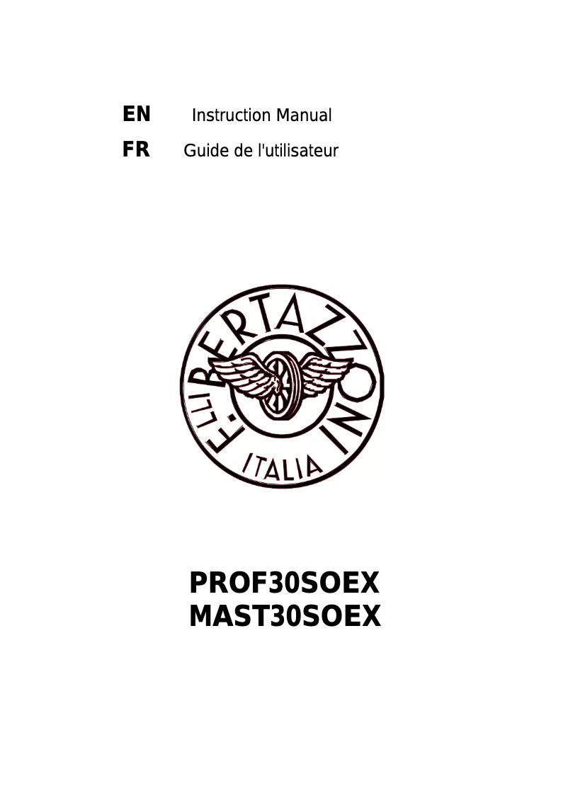 Page 1 de la notice Manuel utilisateur Bertazzoni PROF30SOEX