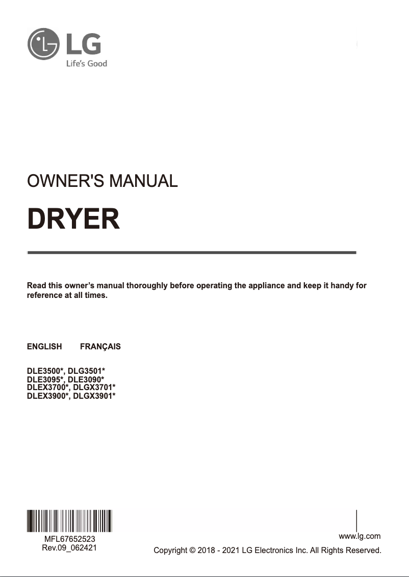 Page 1 de la notice Manuel utilisateur LG D3501W