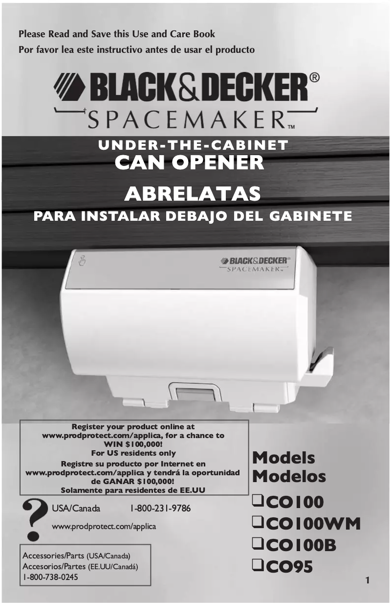Page n°1 - Manuel utilisateur Applica SpaceMaker CO95