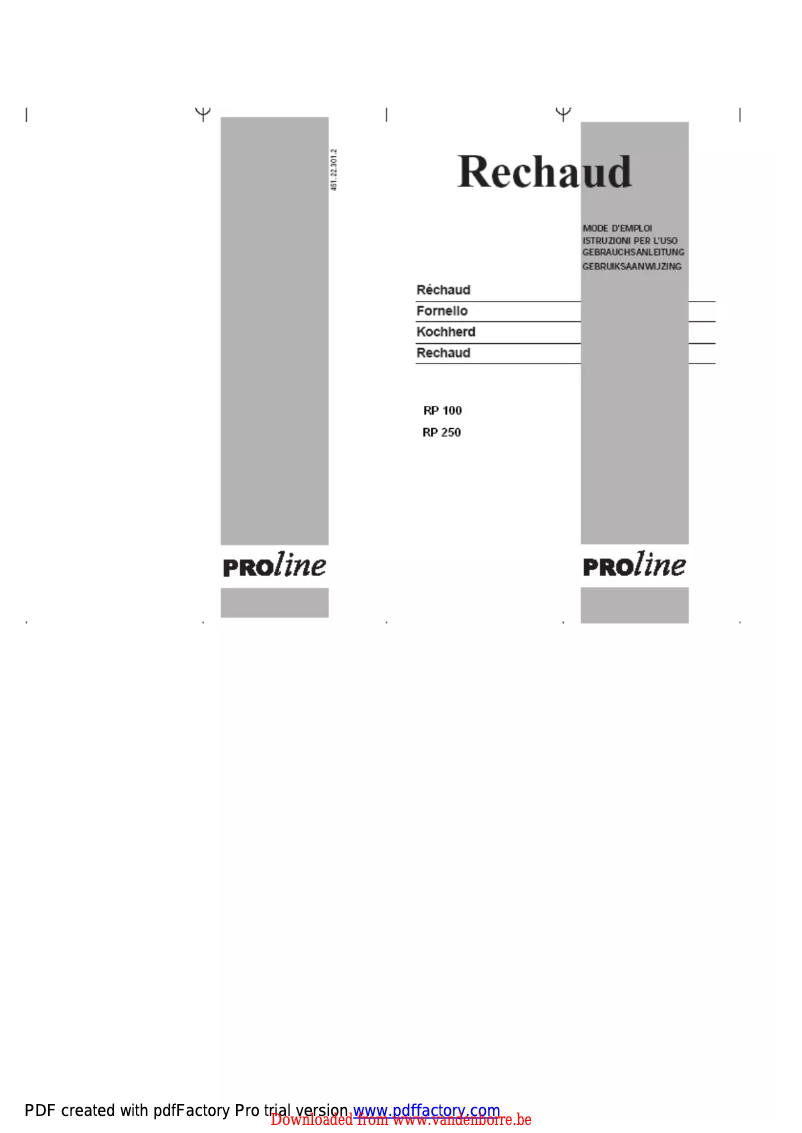 Image de la première page du manuel de l'appareil RP 250