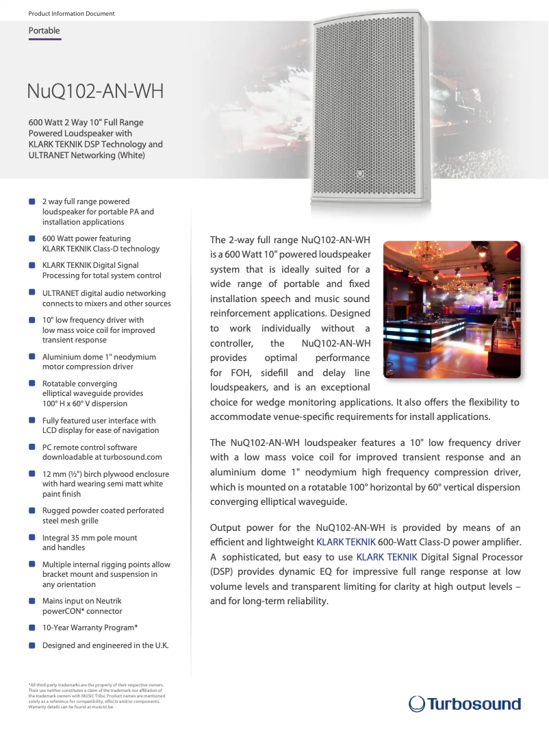 Page n°1 - Fiche technique Turbosound NuQ102-AN