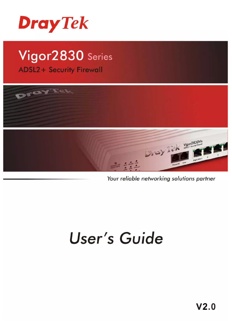Page 1 of the manual User Manual Draytek Vigor2830n