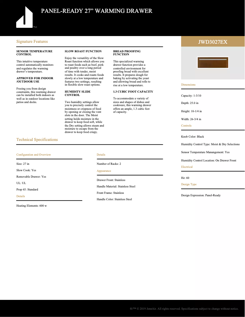 Image de la première page du manuel de l'appareil JWD3027EX