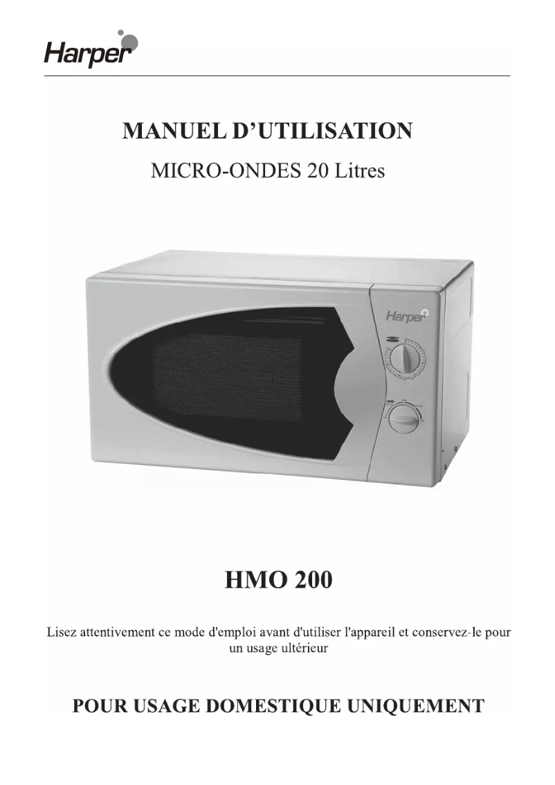 Page n°1 - Manuel utilisateur Harper HMO200