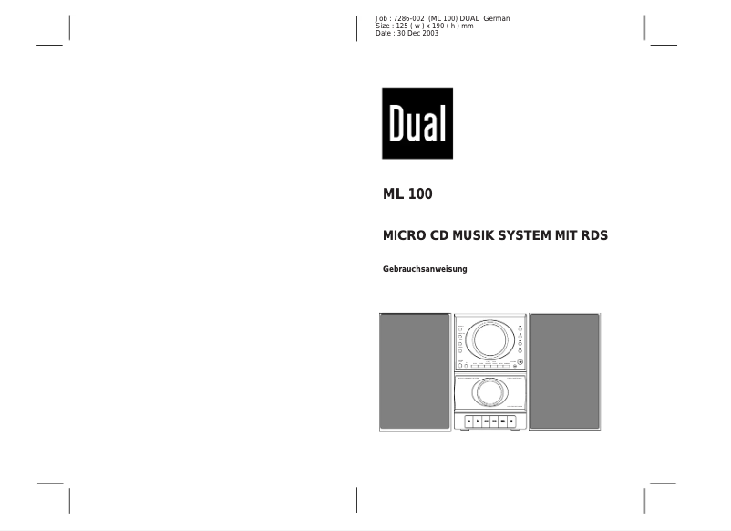 Page 1 de la notice Manuel utilisateur Dual ML 100