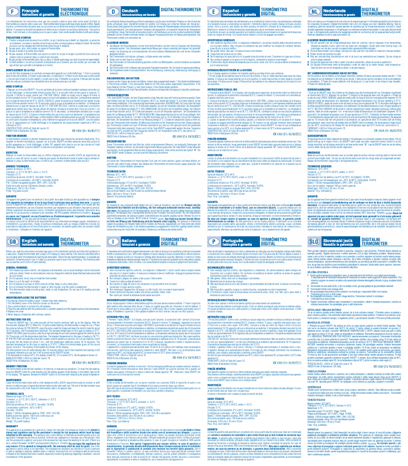 Page n°1 - Manuel utilisateur Terraillon Thermoflex 10