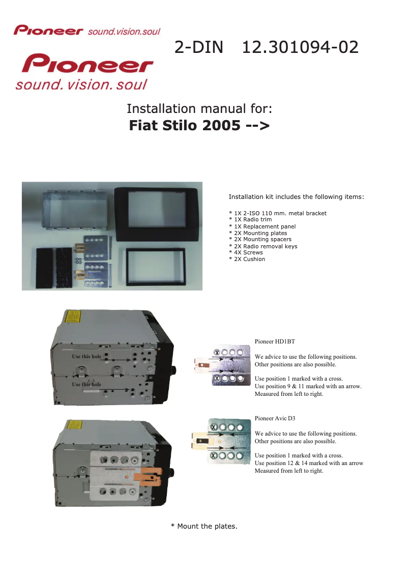 Page 1 de la notice Manuel utilisateur Pioneer 12.301094-20