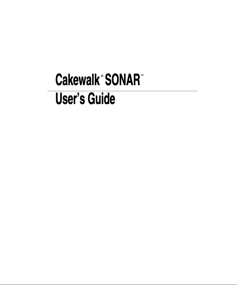 Page 1 de la notice Manuel utilisateur Cakewalk Sonar 5.0