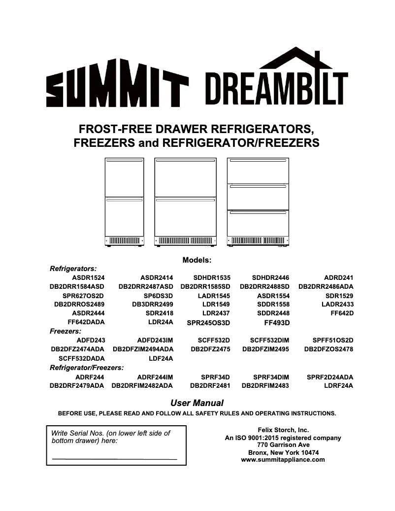 Page 1 de la notice Manuel utilisateur Summit ADFD243