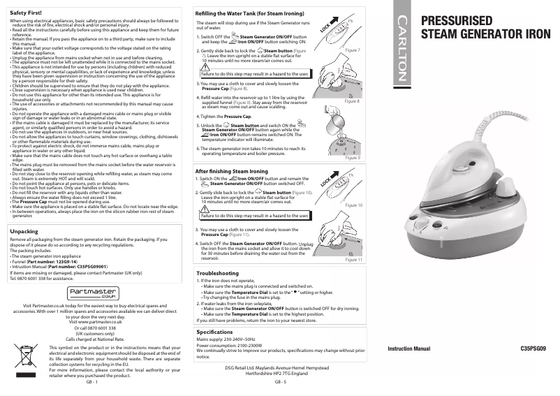 Image de la première page du manuel de l'appareil C35PSG09