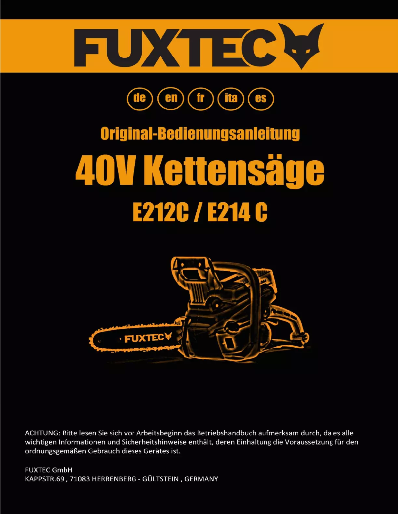 Page 1 de la notice Manuel utilisateur Fuxtec E212C