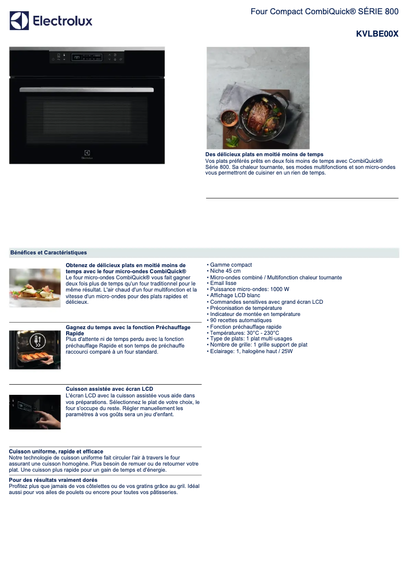 Page n°1 - Fiche technique Electrolux KVLBE00X