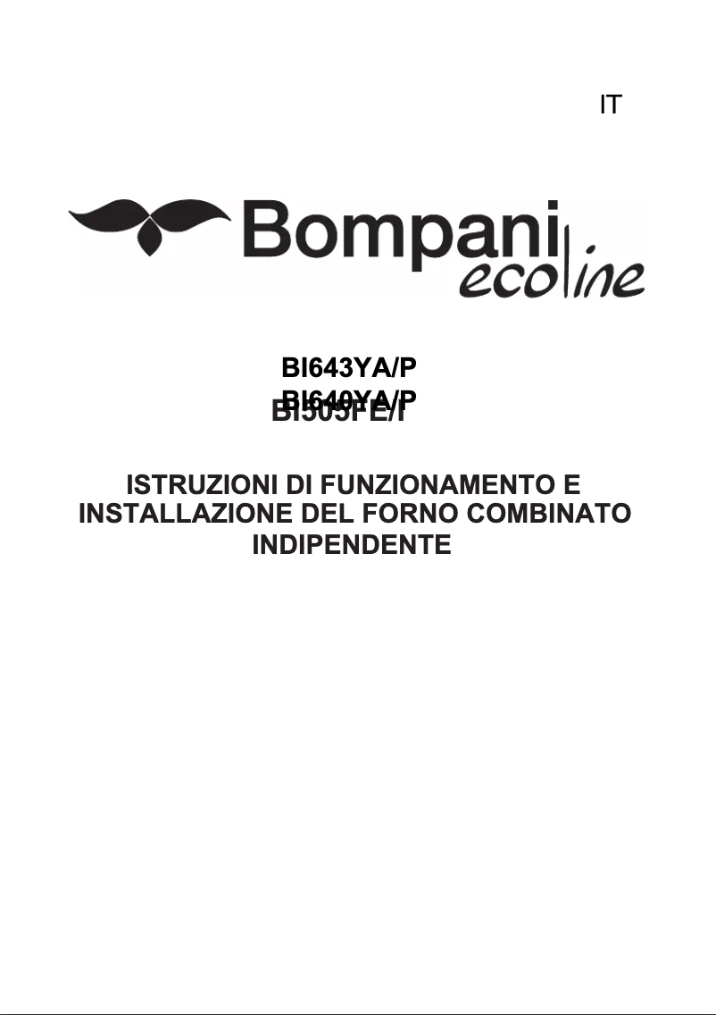 Page 1 de la notice Manuel utilisateur Bompani BI643YA/P
