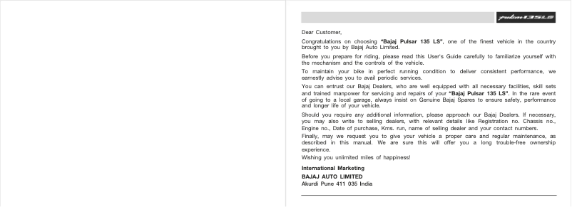Imagen de la primera página del manual del dispositivo Pulsar 135 LS (2011)