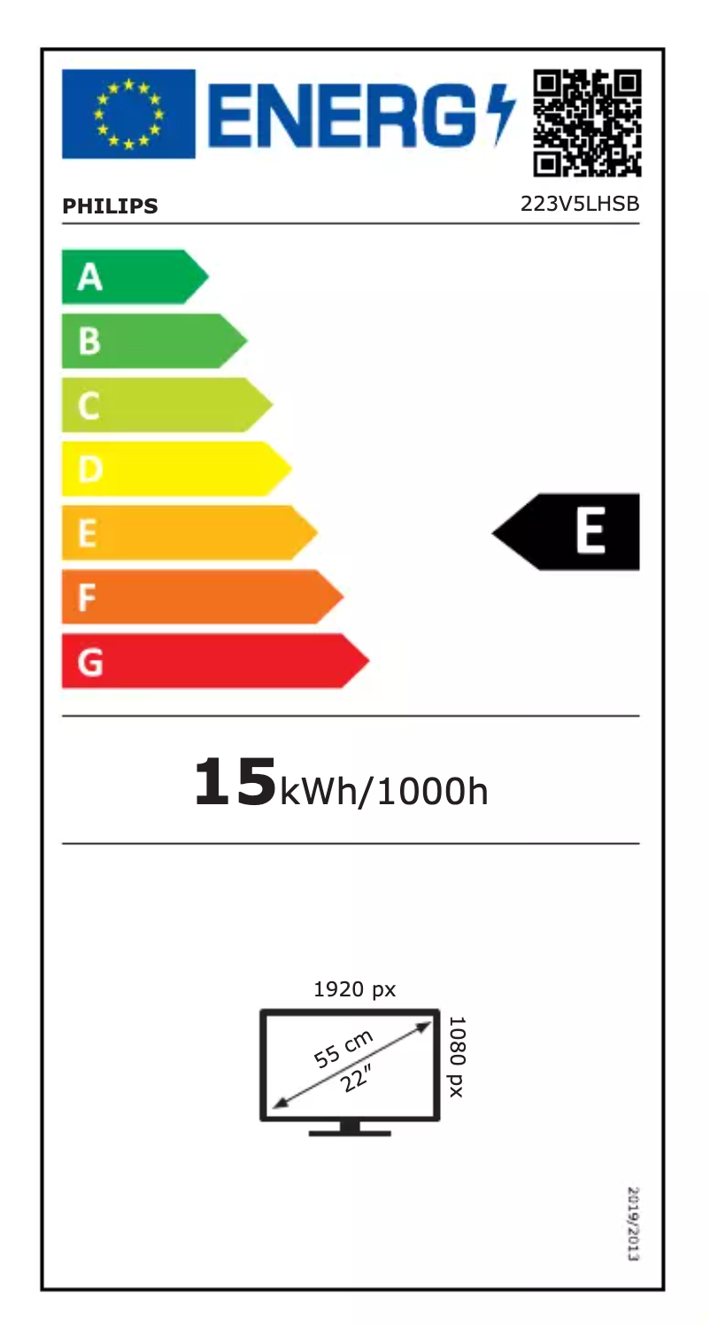 Page n°1 - Label énergétique Philips 223V5LHSB