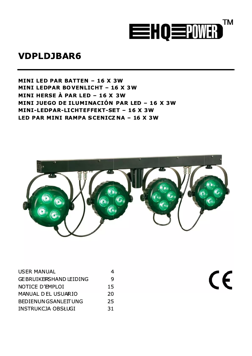 Page n°1 - Manuel utilisateur HQ Power Par Batten