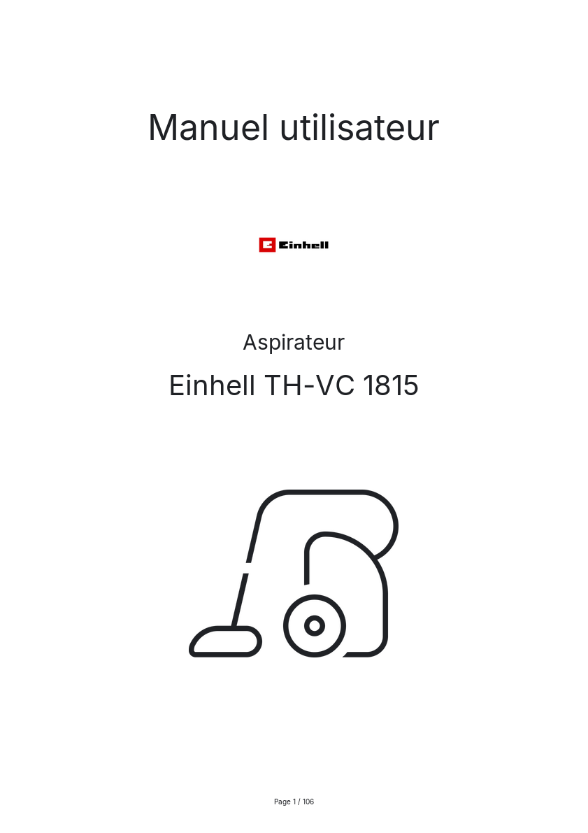 Image de la première page du manuel de l'appareil TH-VC 1815