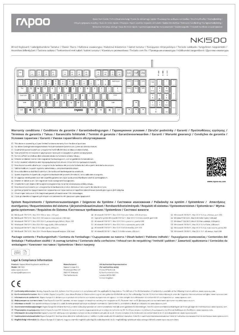 Page n°1 - Manuel utilisateur Rapoo NK1500