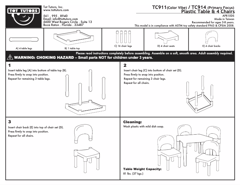 Page 1 de la notice Manuel utilisateur Tot Tutors TC911