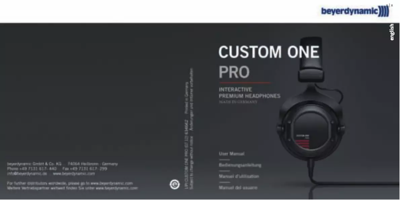 Page n°1 - Manuel utilisateur Beyerdynamic Custom One Pro