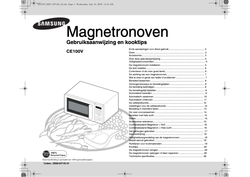 Page n°1 - Manuel utilisateur Samsung CE100V