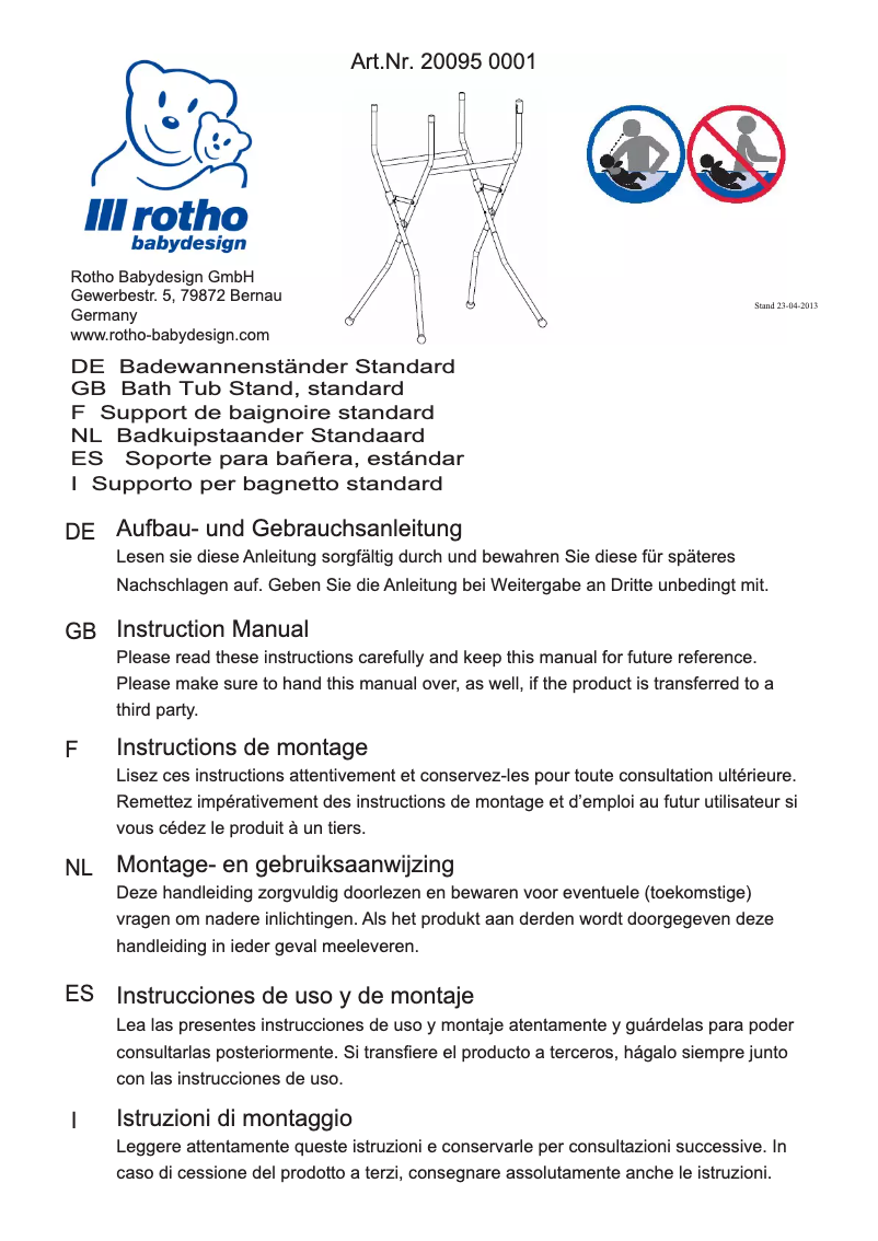 Page 1 de la notice Manuel utilisateur Rotho 20095 0001