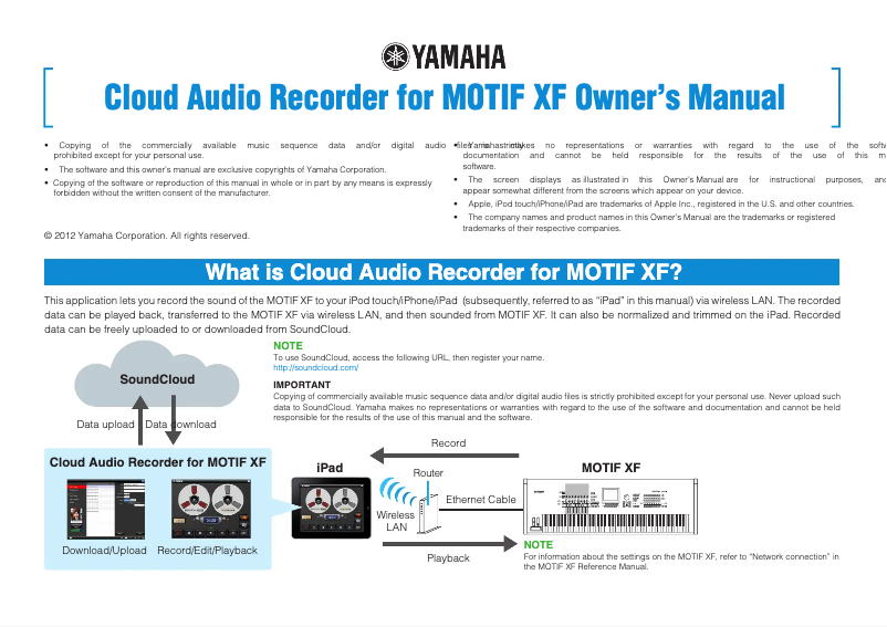 Page n°1 - Manuel utilisateur Yamaha Cloud Audio Recorder for MOTIF XF