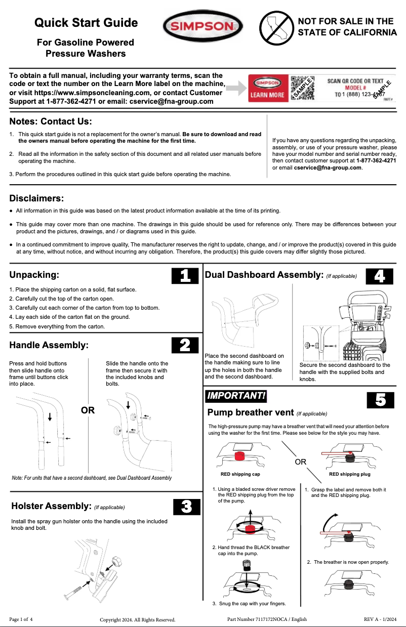 Page n°1 - Guide de démarrage rapide Simpson IR4440112