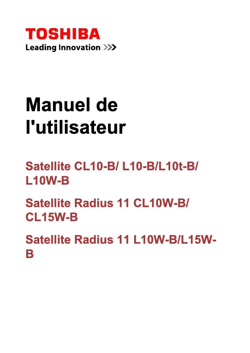 Image de la première page du manuel de l'appareil Satellite Radius 11 L10-WB